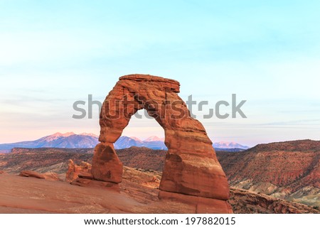 Southwest USA red rock landscape in Arches National Park near Moab Utah