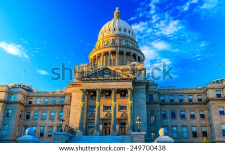 Boise, Idaho, United States - JUNE 29, 2012: The Renaissance Revival Capitol building reflects Idaho\'s political, social, and economic history.