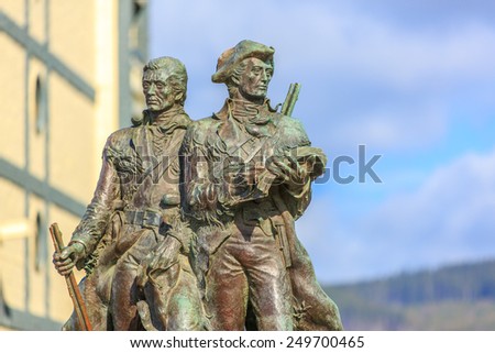 Bronze statue of Meriwether Lewis and William Clark was installed at the official end of the Lewis and Clark Trail, Sesside, Oregon.