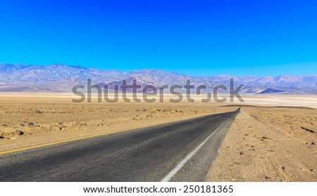 Desert Highway And Mountains, Death Valley National Park, California