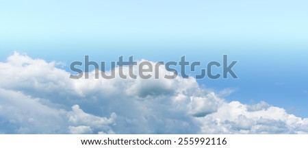 Horizontal vivid white dream wide pano bottom aligned cloudscape compostion background backdrop