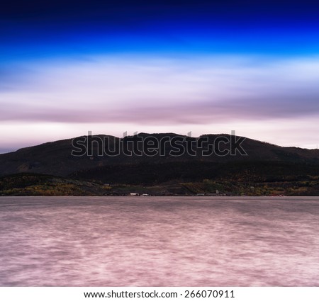 Horizontal dramatic Norway fjord hill landscape background backdrop