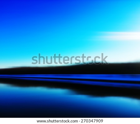 Horizontal vivid vibrant blue abstract travel landscape in motion background backdrop