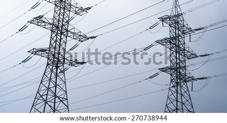 Horizontal wide industrial power lines background backdrop