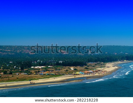Horizontal vivid indian sand beach landscape background backdrop