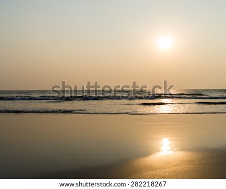 Horizontal vivid ocean orange milk tidal waves horizon background backdrop