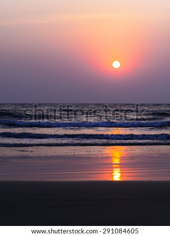 Vertical vivid ocean horizon sunset landscape background backdrop