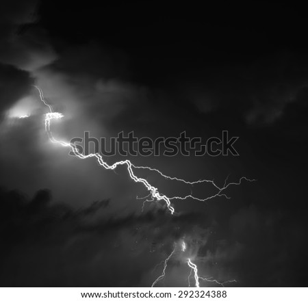 Square vivid black and white lightning strikes into jet background backdrop