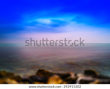 Horizontal vivid Norway ocean horizon landscape motion blur abstraction background backdrop