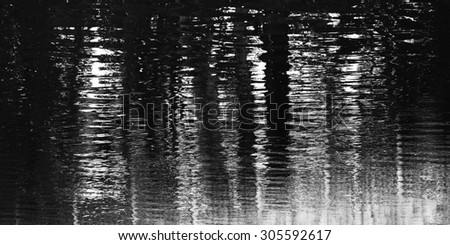 Horizontal black and white water reflection abstraction background