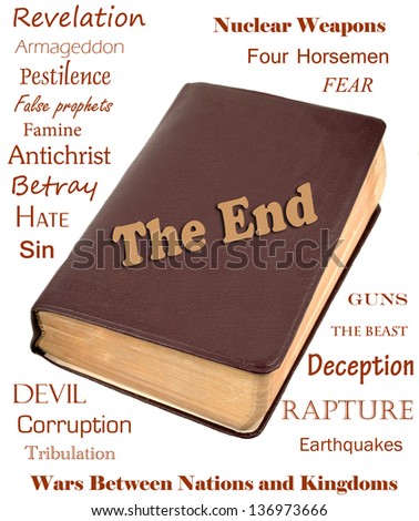 Words that relate to the end of the world around a leather bible