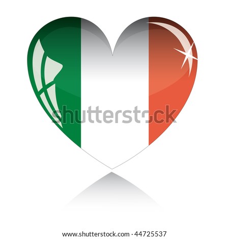 stock vector : Vector heart with Italy flag texture isolated on a white stock vector : Vector heart with Italy flag texture isolated on a white