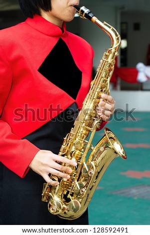 Member of brass marching band