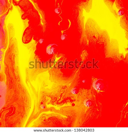 Red and Yellow splashing isolated on white