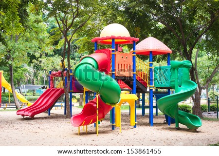 Colorful playground fun red day ice set joy kid cold baby park blue play game slide green place color climb empty child happy nobody season ladder nature ground outdoor