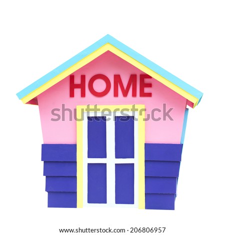 Children Cartoons Home Model in Playground construction architecture window project family building estate white isolated on white background with clipping path.
