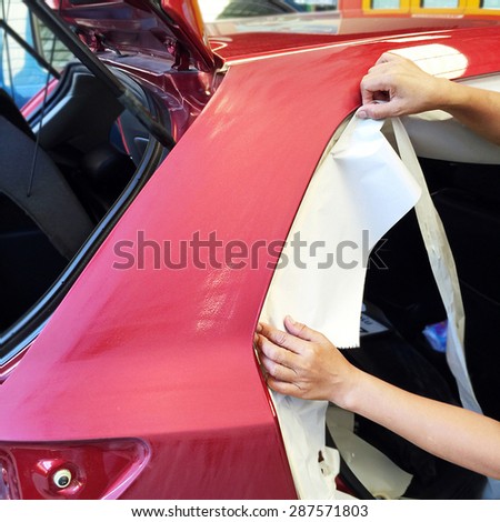 Car body work auto repair paint after the accident.