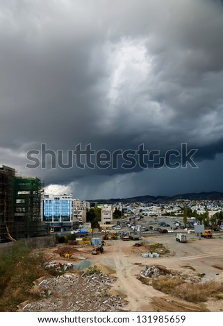 LIMASSOL,CYPRUS - CIRCA OCTOBER 2012: Storm arose over city circa October 2012 in Limassol,Cyprus
