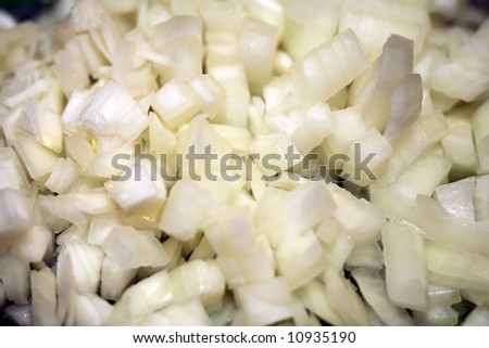 White onions diced and ready for cooking.
