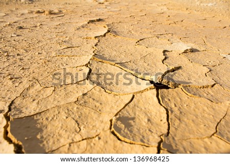 Close up  dry cracked ground .Dry soil in arid