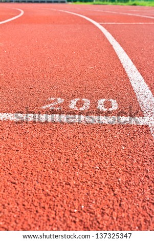 Close up running track rubber standard red color