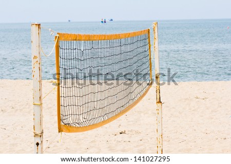 Beach volley net on the beach
