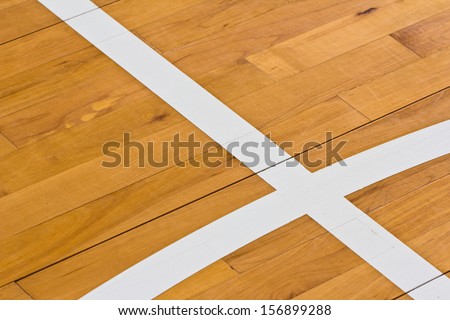 Line On Wooden Floor Basketball Court