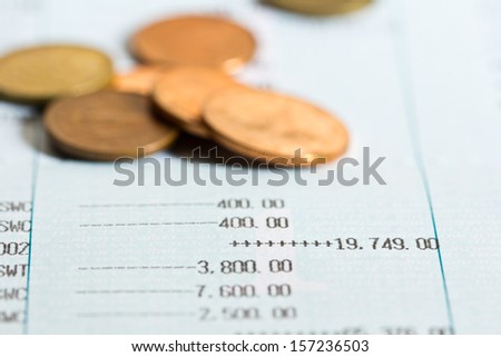 Close up of saving account passbook