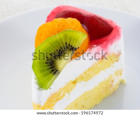 delicious slice of   cake on the plate,fruit cake