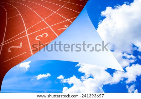 Abstract open sky running track rubber standard  background