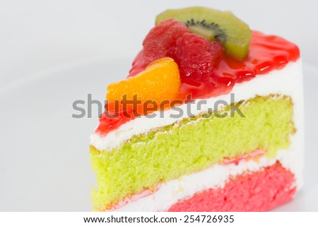 delicious slice of cake on the plate,fruit cake