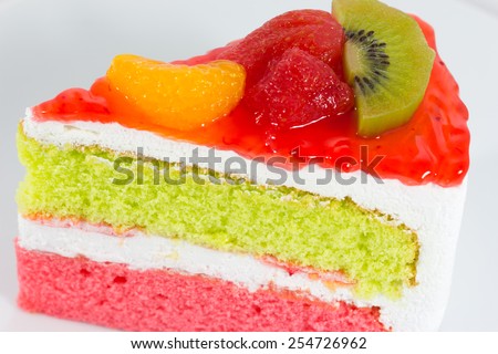delicious slice of cake on the plate,fruit cake