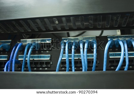 IT Technician With Server Cables, Blue network cables
