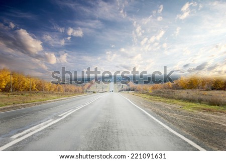 route on background celestial landscape