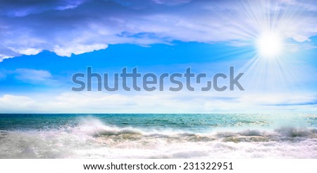 sea beach on background summer sky