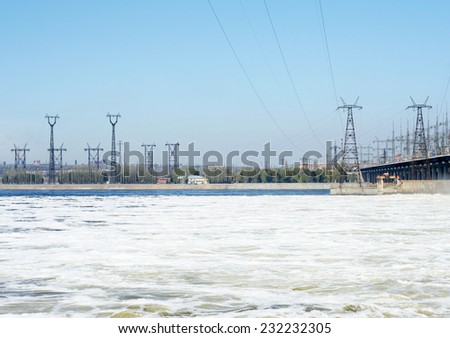 tempestuous flow water and hydroelectric station