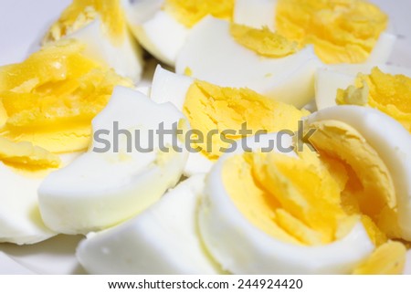 slices of boiled egg as an element of food