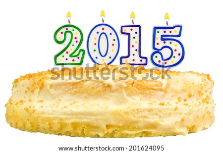birthday cake with candles number 2015 isolated on white background