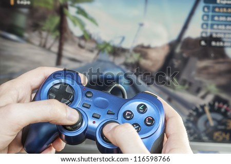 somebody playing a racing game, game addiction
