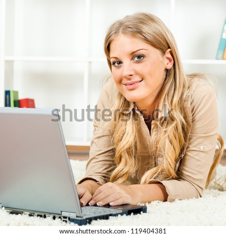 Young woman with laptop,Woman using laptop