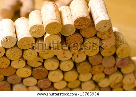 wine corks tops close up