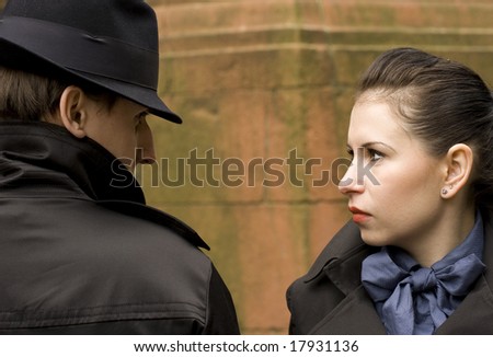 outdoor portrait of vintage style couple