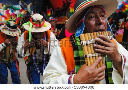 Oruro, Potosi, Bolivia - February 9: Unidentified People Participate In Oruro Costume Carnival On February 9, 2013 In Oruro, Potosi, Bolivia