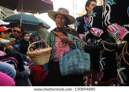 ORURO, POTOSI, BOLIVIA - FEBRUARY 9: Unidentified people participate in Oruro costume carnival on February 9, 2013 in Oruro, Potosi, Bolivia