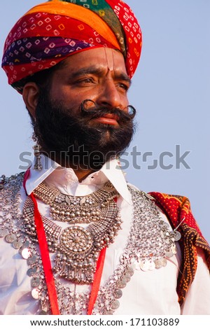 BIKANER, INDIA - January 10: An unidentified man participates in Camel Festival on January 10, 2009 in Bikaner, Rajastan, India.  The festival takes place in January in Bikaner every year.