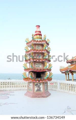 Chinese temples are places of worship in Mahayana sect of Buddhism. In Thailand can be seen in many places throughout the country. Hua Hin is a seaside town in Thailand.