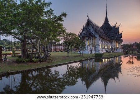 Twilight ancient city in Samut Prakan province, Thailand