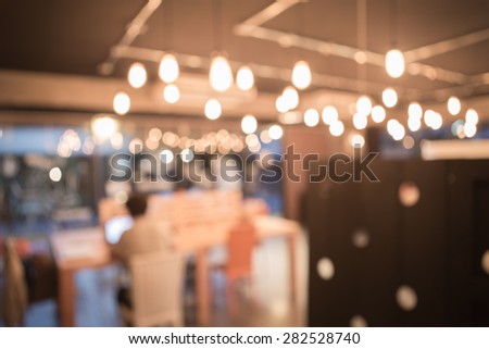 Blurred background : Vintage filter ,People in Coffee shop blur background with bokeh