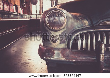 Vintage classic car , abandoned car
