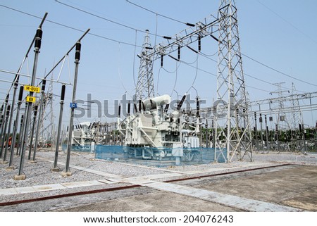 High voltage power transformer in substation